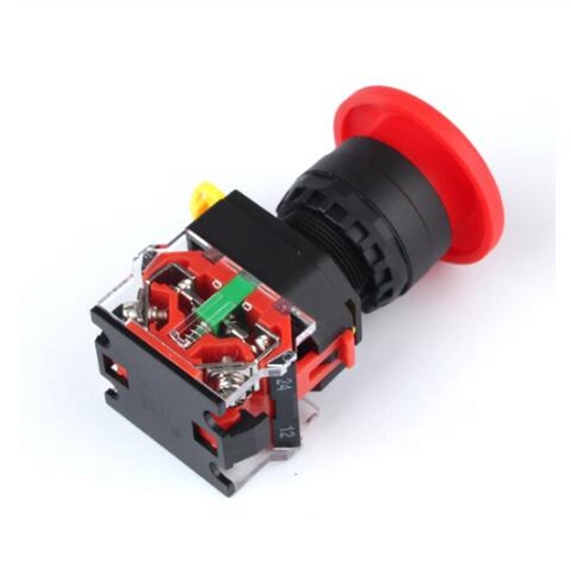 2Pcs 22mm Mushroom head push button switch Maintained Green button power switchs