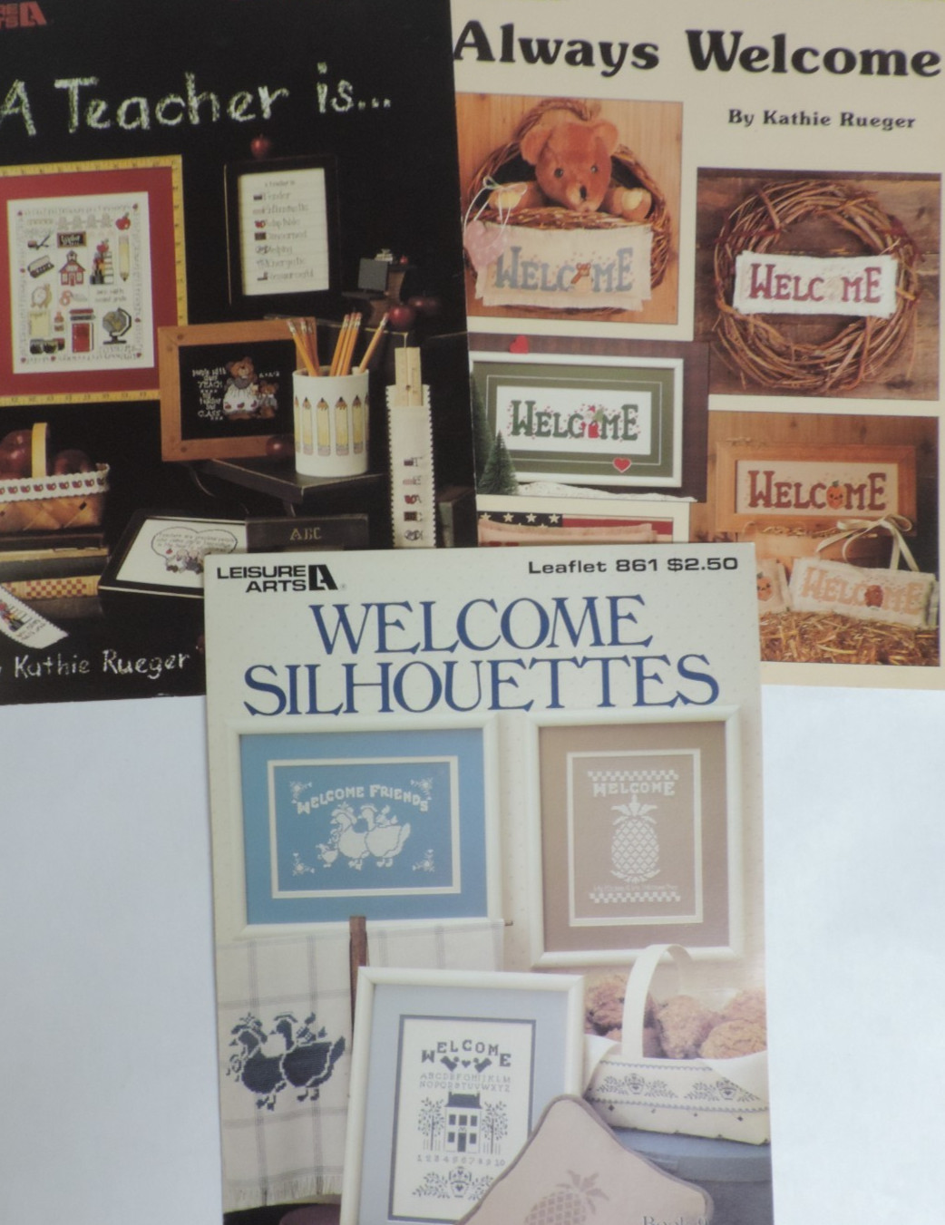 1990s 3 Leisure Arts Welcome Signs/Teacher Themes 18 Designs Needlepoint