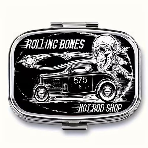 Pill Box 2 Compartment Hot Rod Garage Design Home Travel Pocket Size