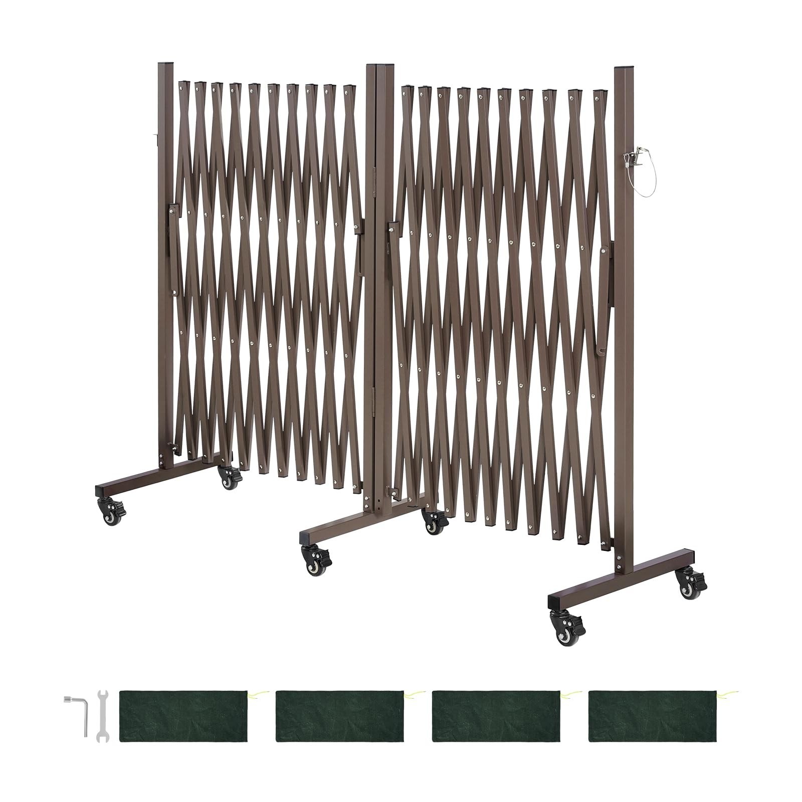 Expandable Safety Barrier 27FT, Rotatable Mobile Barricade with Locking Casters,