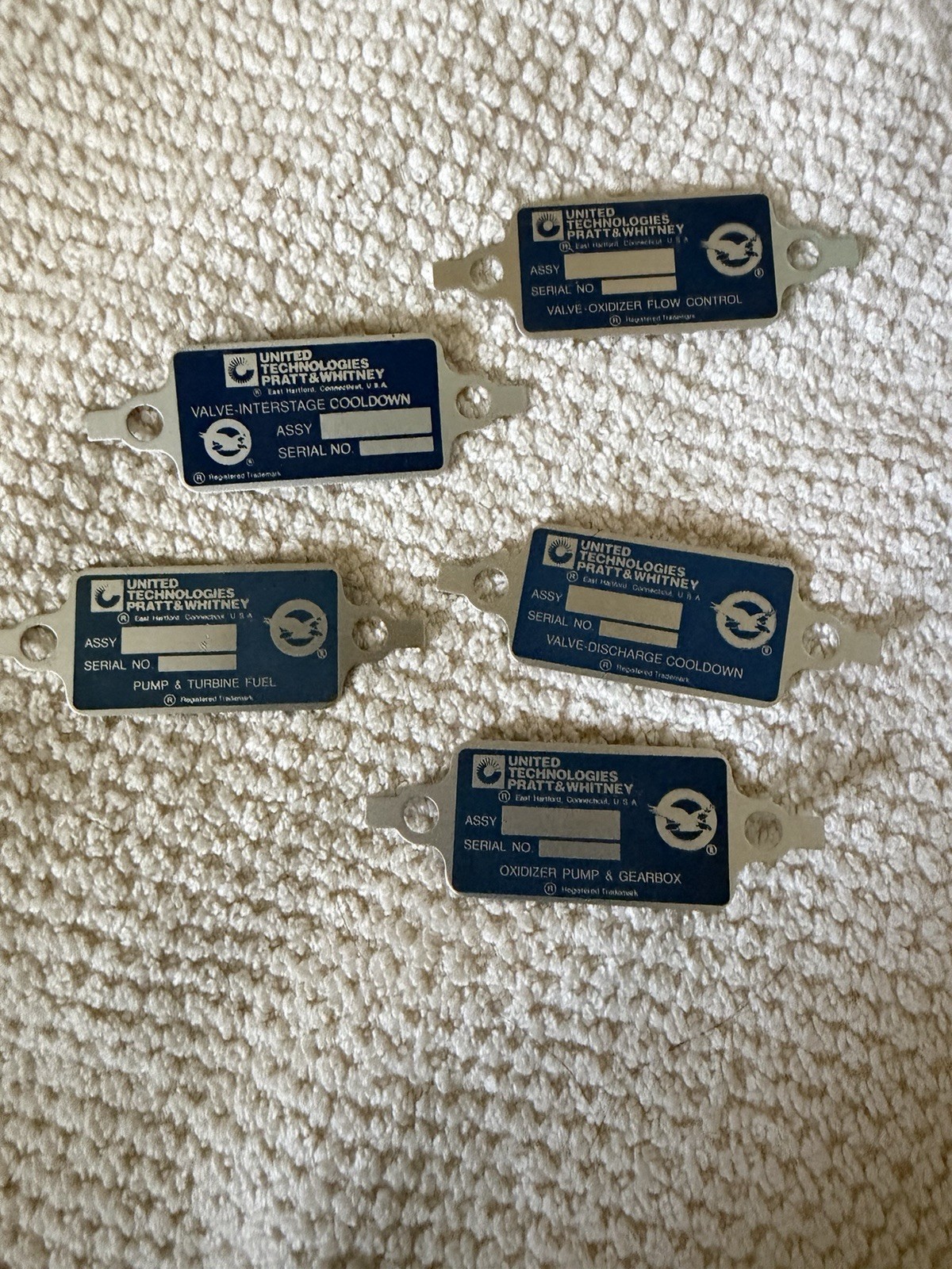 Pratt & Whitney RL-10 Engine Tags (5)