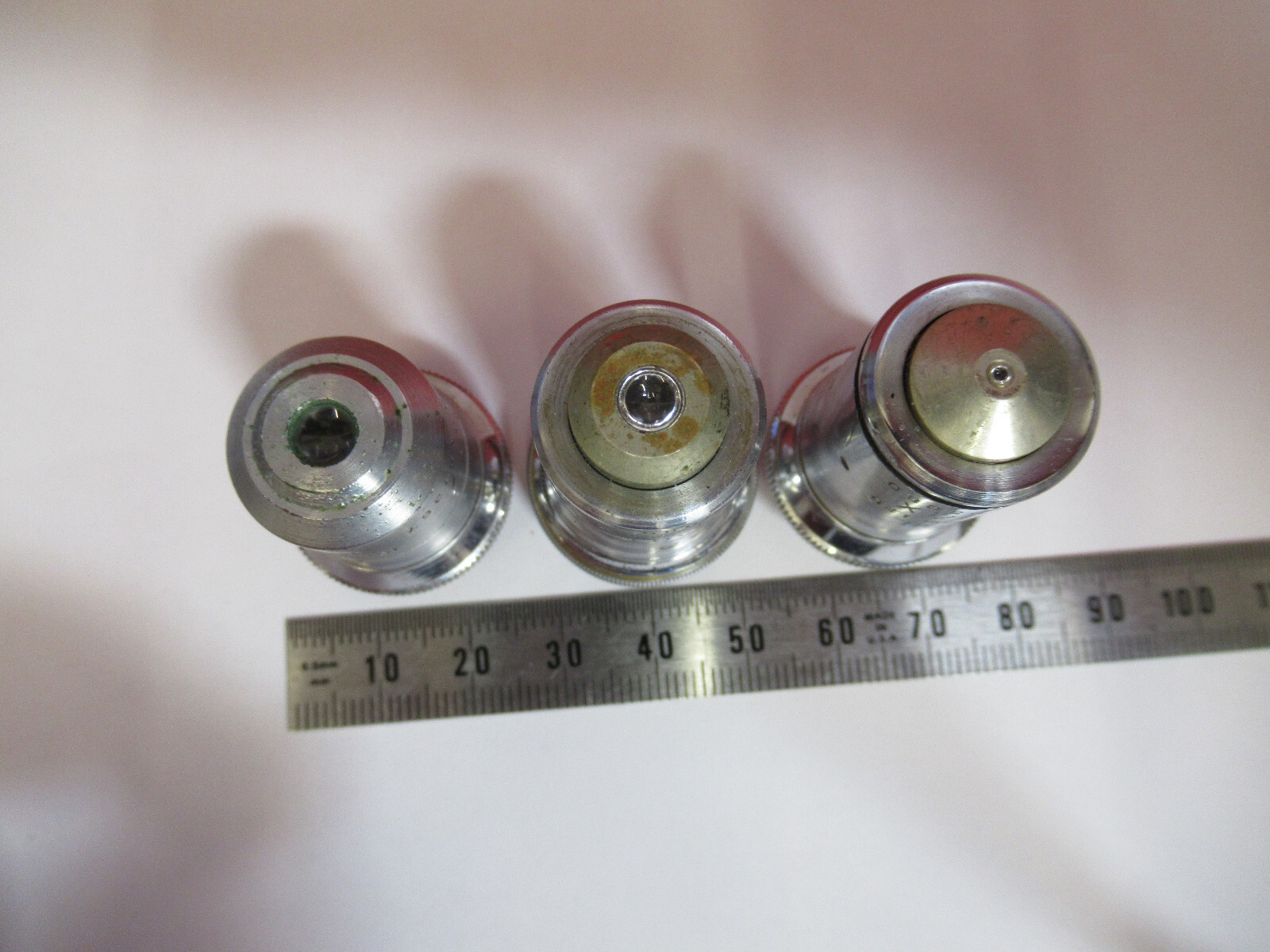 LOT 3ea OBJECTIVE BAUSCH LOMB VINTAGE MICROSCOPE PART AS PICTURED S3-B-22