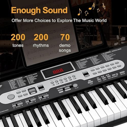 Portable Electronic Keyboard 61 Key Touch Sensitive Lightweight Compact With