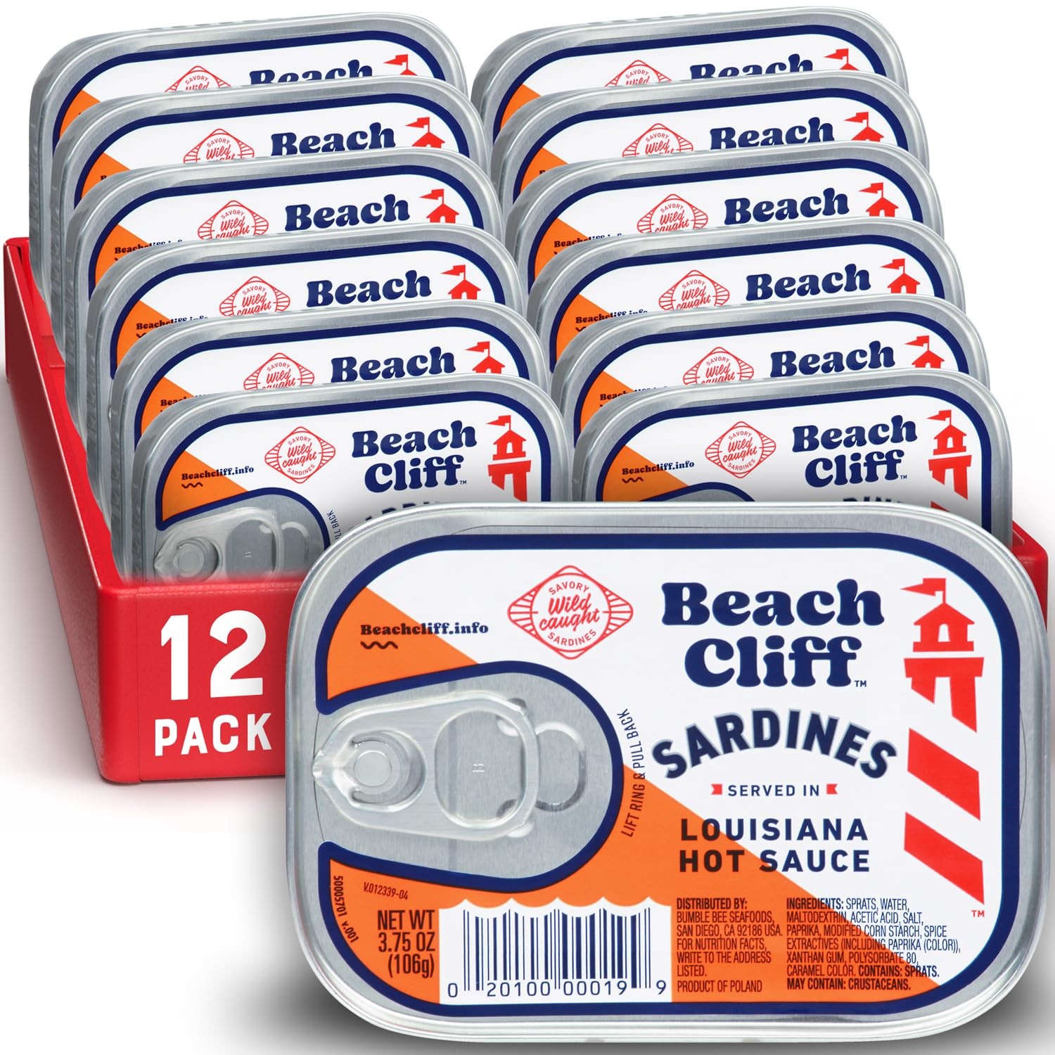 "Wild Caught Sardines In Louisiana Hot Sauce, 3.75 Oz Can (Pack Of 12"