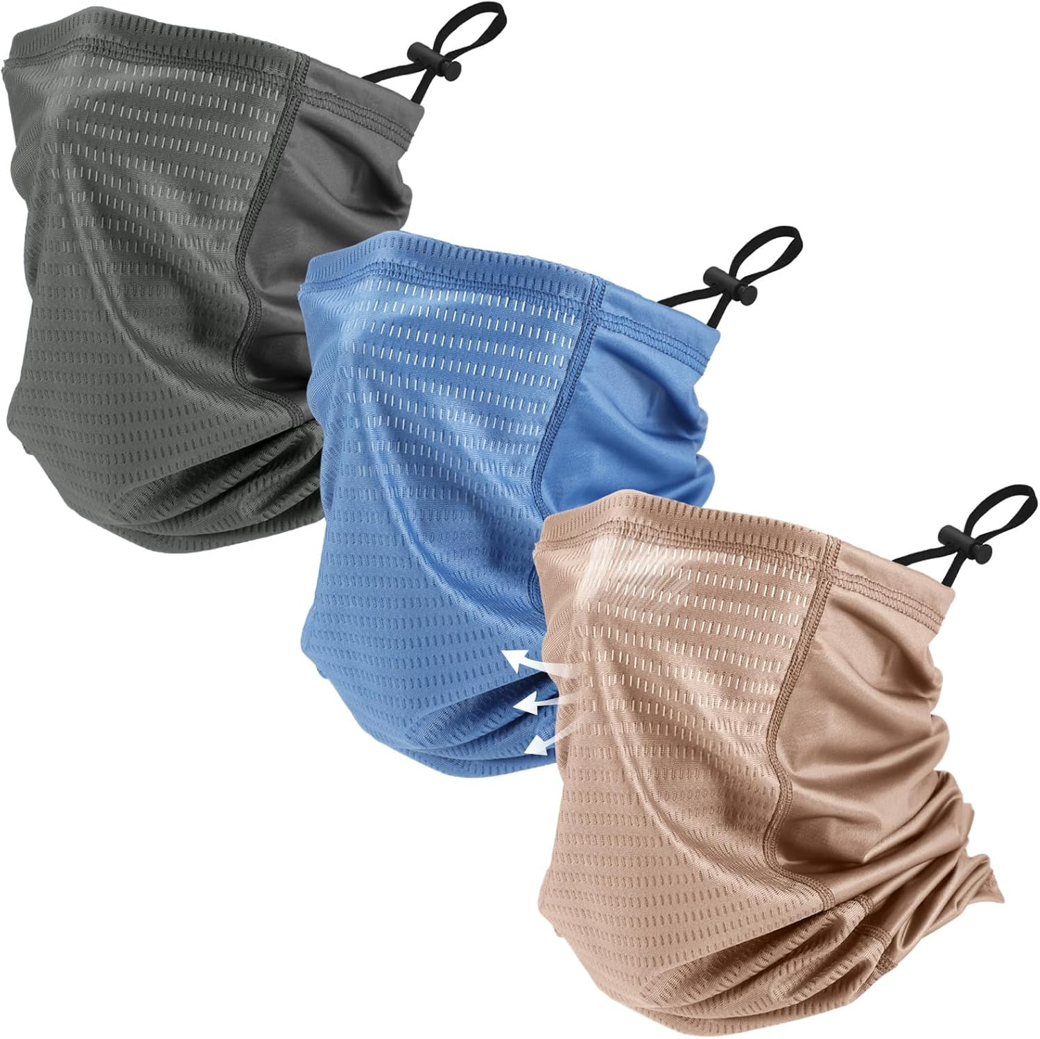 Adjustable Cooling Neck Gaiter Summer Mesh Face Mask with Strap Breathable UV Pr