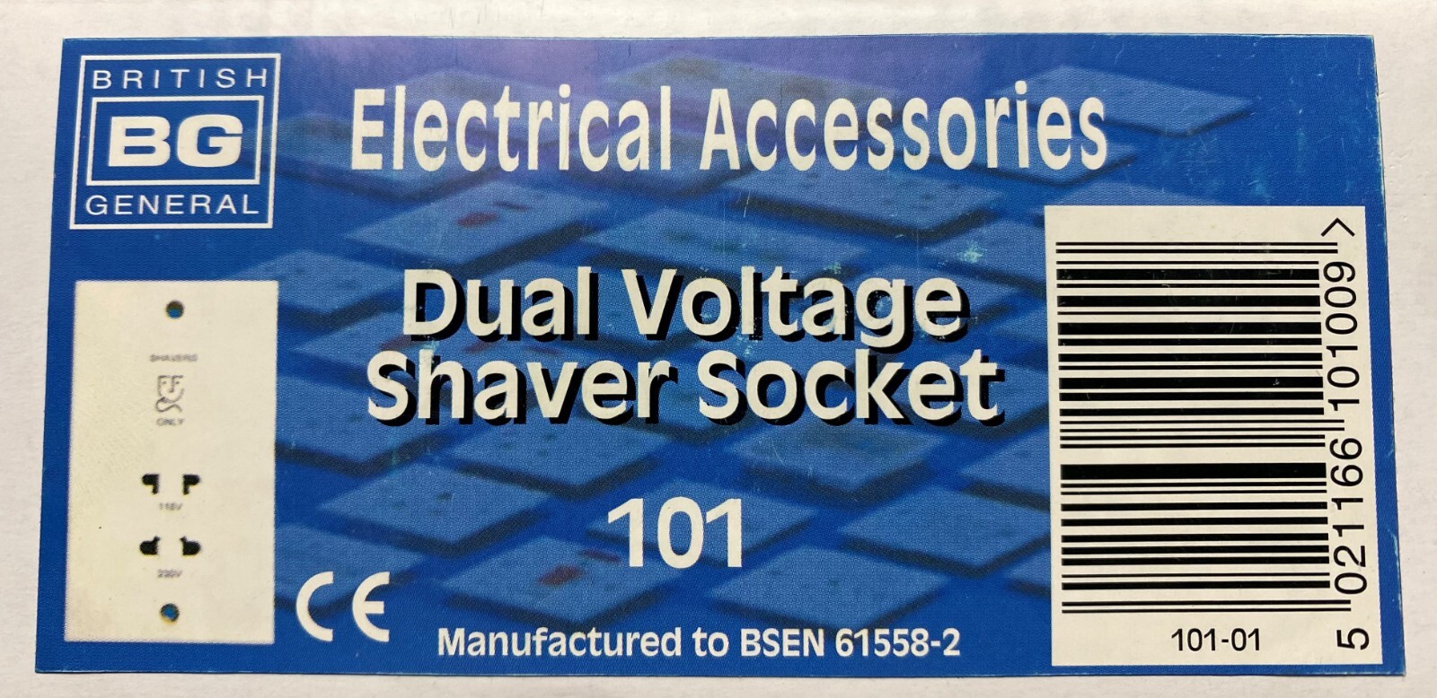 BG Electrical 101 White Square Edge 115/230V Dual Voltage Shaver Socket
