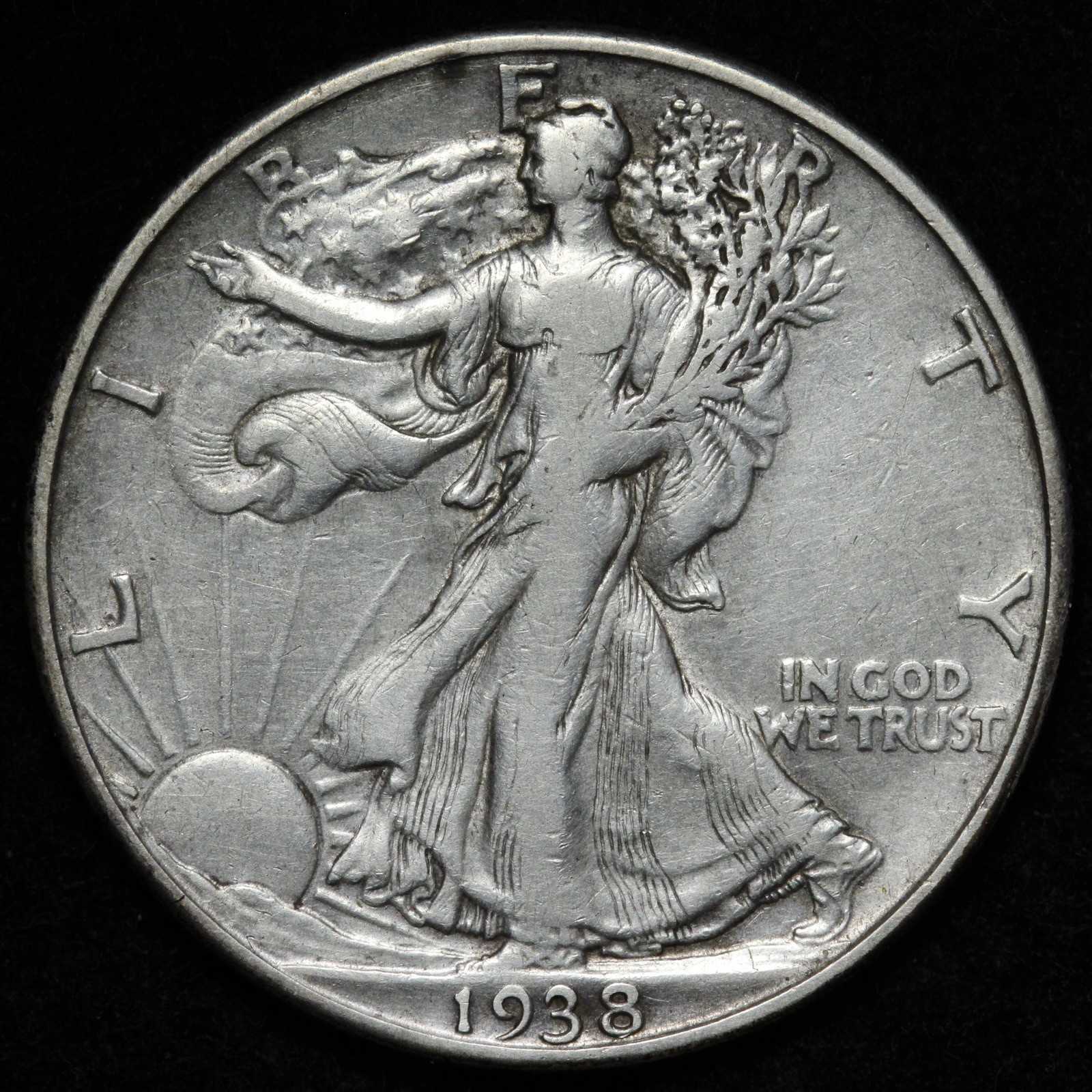1938-D Walking Liberty Silver Half Dollar XF E362 IAMO