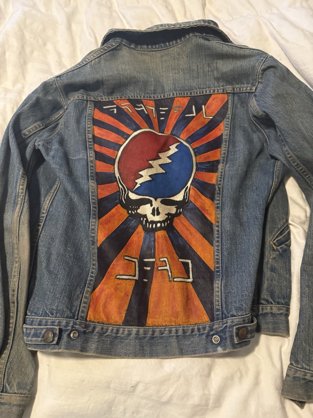 Vintage Hand Painted Grateful dead Denim Jacket 90’s LOT Rare M 44