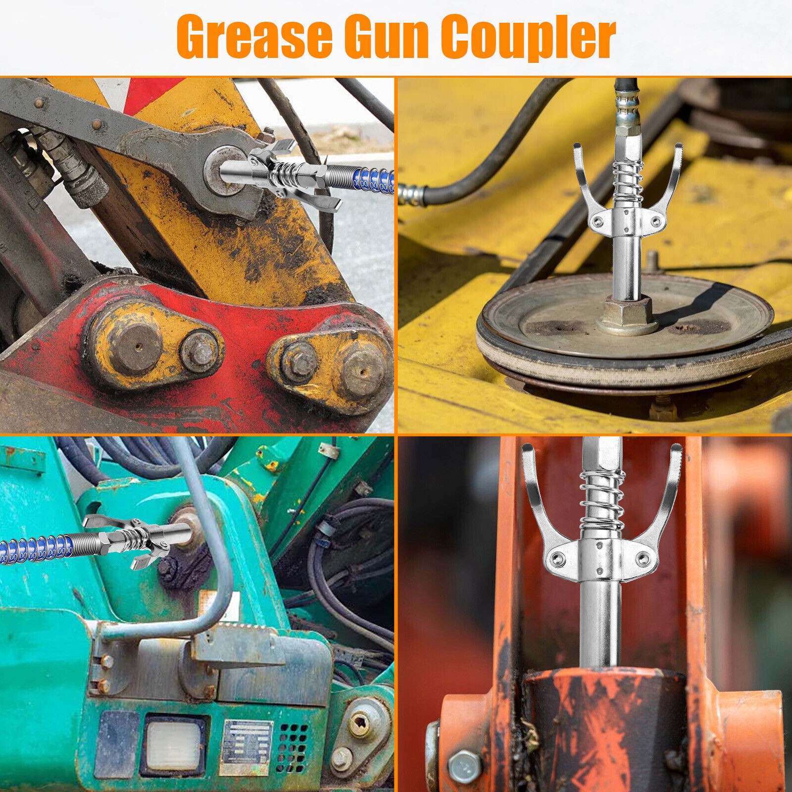 1*Grease Gun Coupler Double Handle High Pressure Quick Release Lock Oil Nozzle