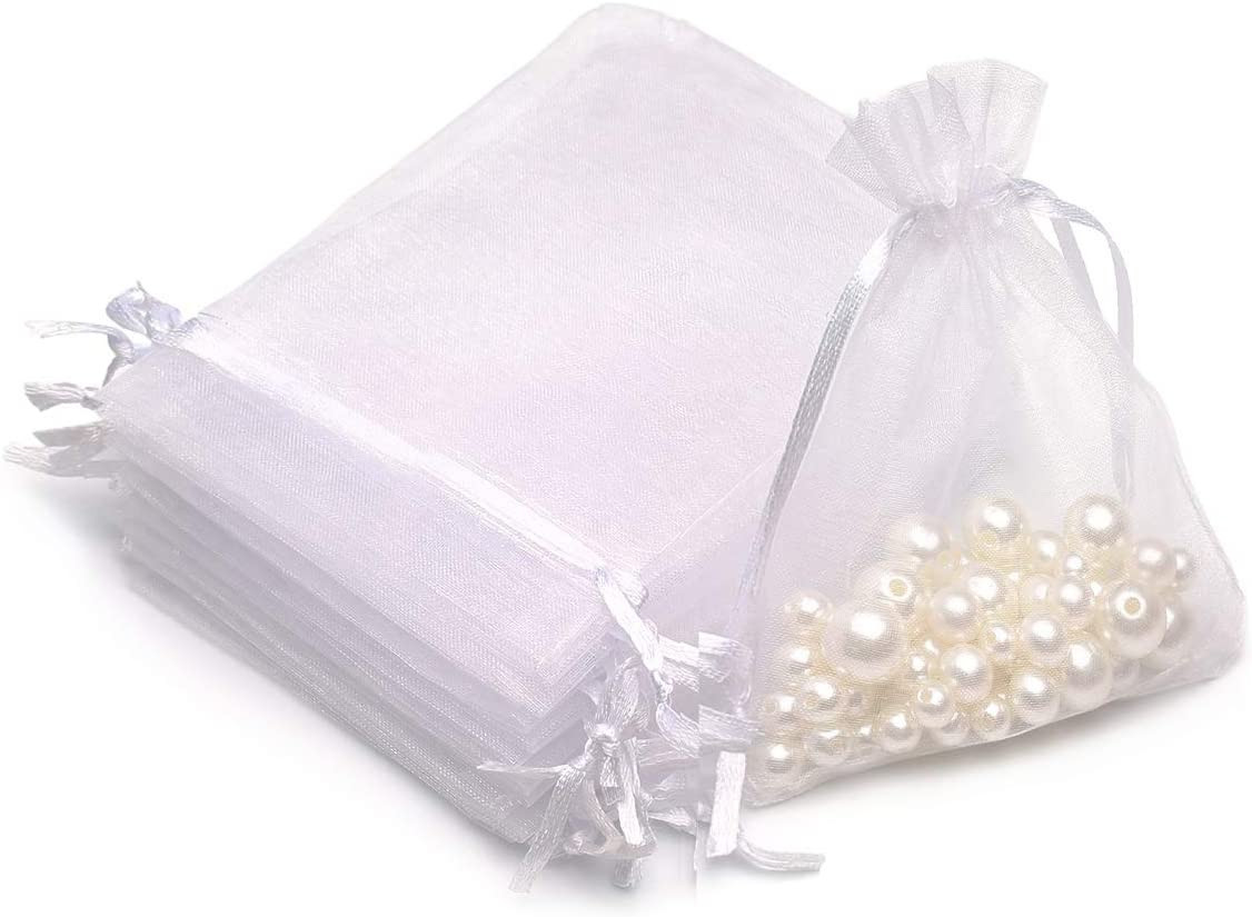 50PCS Small Mesh Bags Drawstring White Mesh Drawstring Bag Mini Net Bag