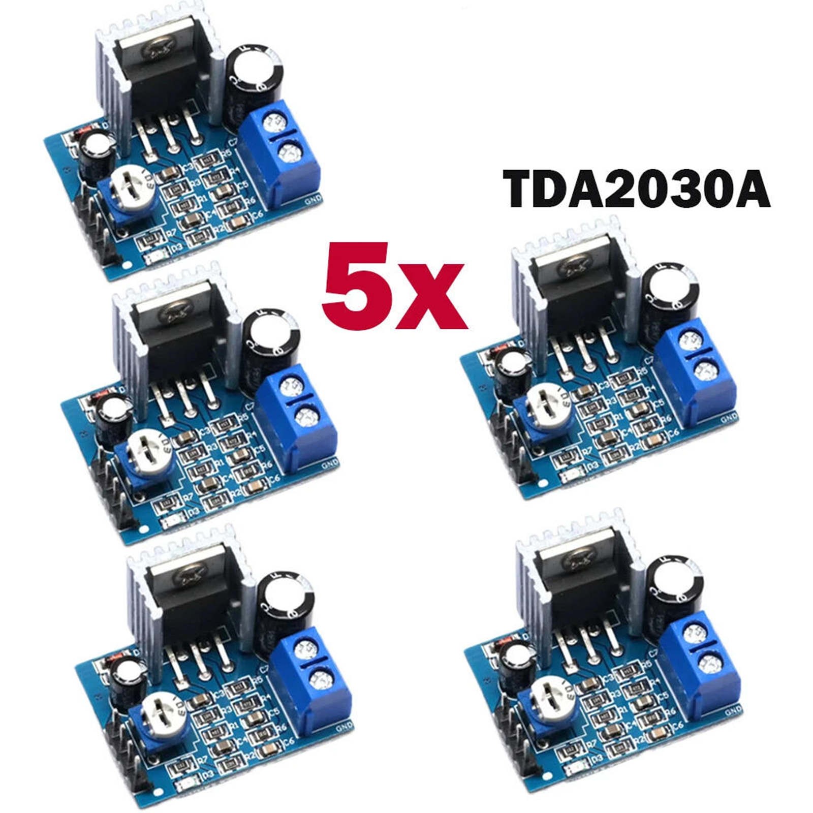 5Pcs 18W Mono Audio Amplifier Module 6-12V with Power Indicator Light Onboard