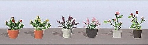 JTT Assorted Potted Flower Plants - Set #1 - O Scale Model Railroad Flower