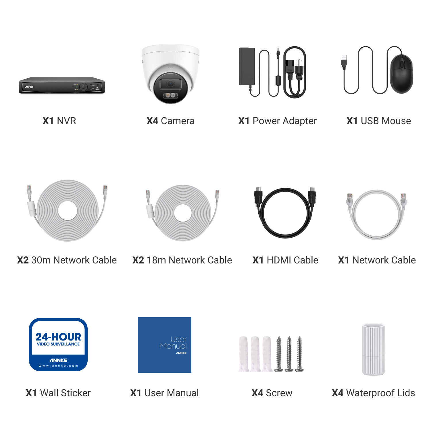 ANNKE 12MP 8CH NVR 5MP POE AI Color Night Security Camera System Audio Recording