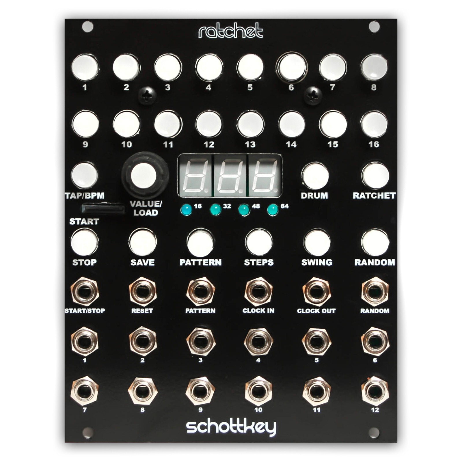 Schottkey Ratchet - Eurorack Drum Brain Module - Rhythm Sequencer/Generator