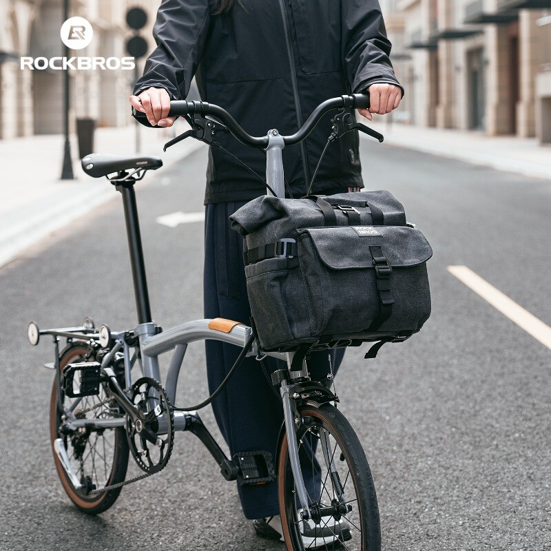 ROCKBROS Folding Bike Front Bag with Bracket 15L Bicycle Front Bag Fit Brompton