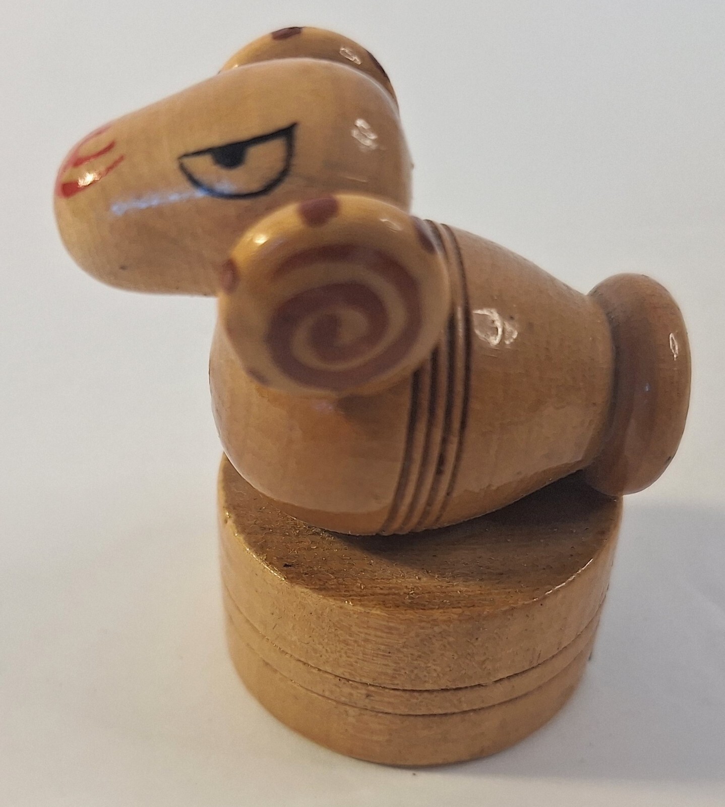 Vintage Small Wooden Pencil Sharpener Zodiac Sign Aries Ram Longhorn Sheep