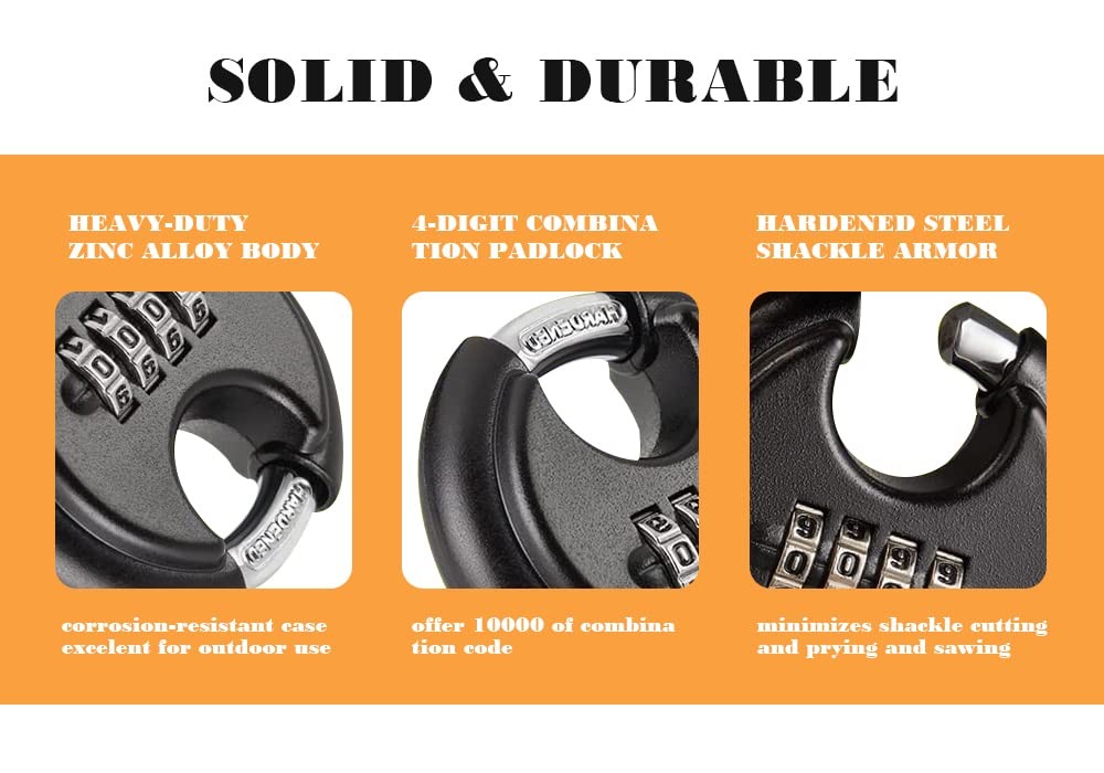 Wulalack 70Mm Weatherproof Combination Lock Disc Padlock Combination 4