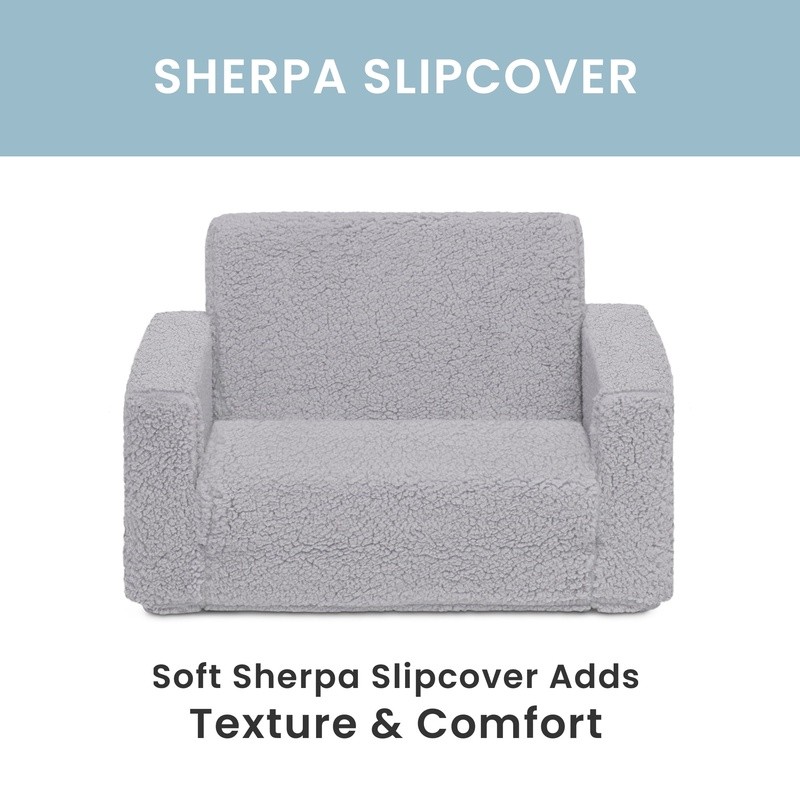 Convertible Kids Chair Lounger Sherpa Foam Sleeper 2-in-1 Toddler Furniture New