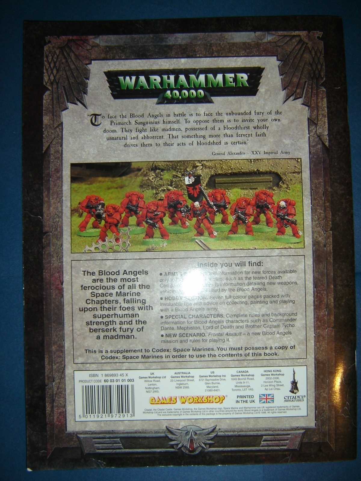 Warrhammer 40K Codex Blood Angels Book