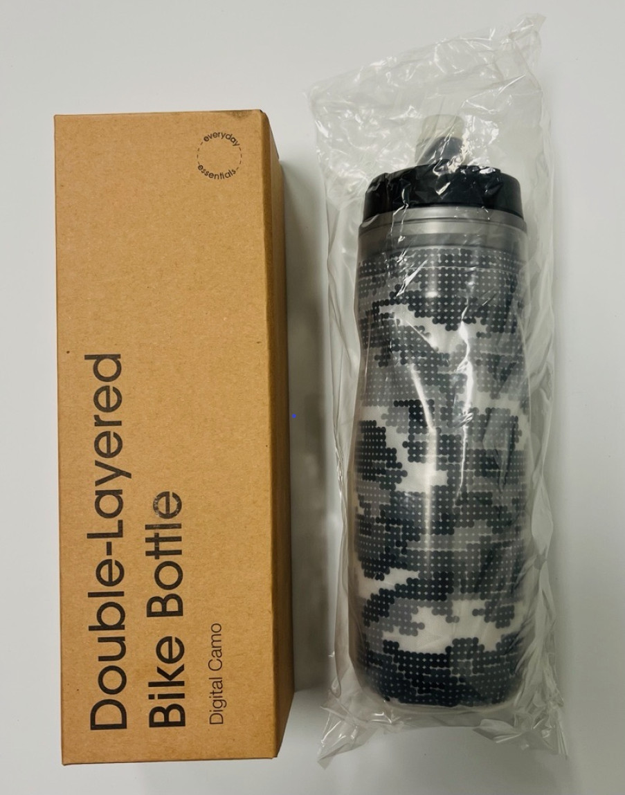 Lumos Double-Layered Reusable Plastic Bike Bottle in Gray Digital Camo