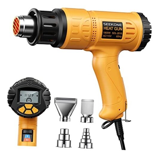 Heat Gun,  1800W Hot Air Gun Kit with Large Digital LCD Display Variable