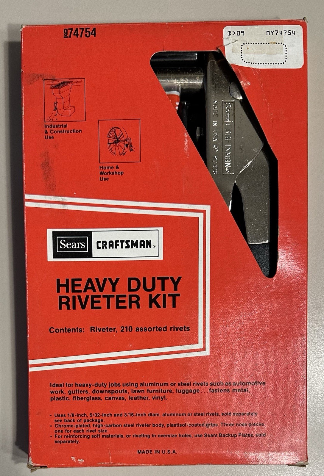 Sears Craftsman Heavy Duty River Gun Riveter Kit #974754 USA + Assorted Rivets