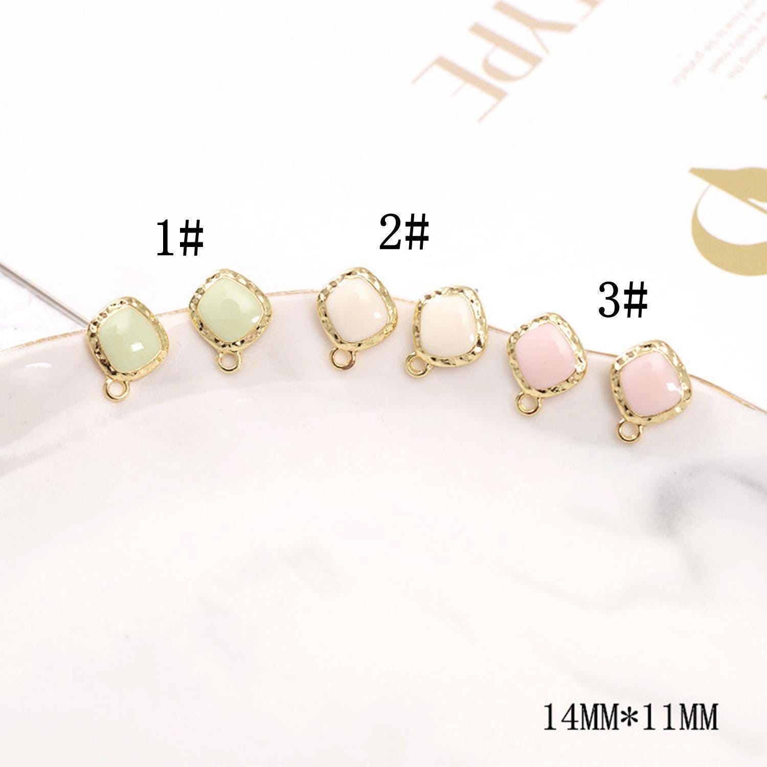 4Pairs Gold Tone Alloy Enamel Stud Earrings Connector Component GD520