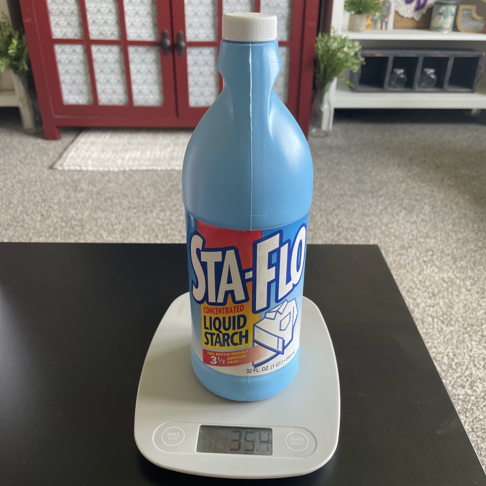 STA-FLO Concentrated Liquid Starch Laundry Discontinued Vintage Blue Bottle 32oz