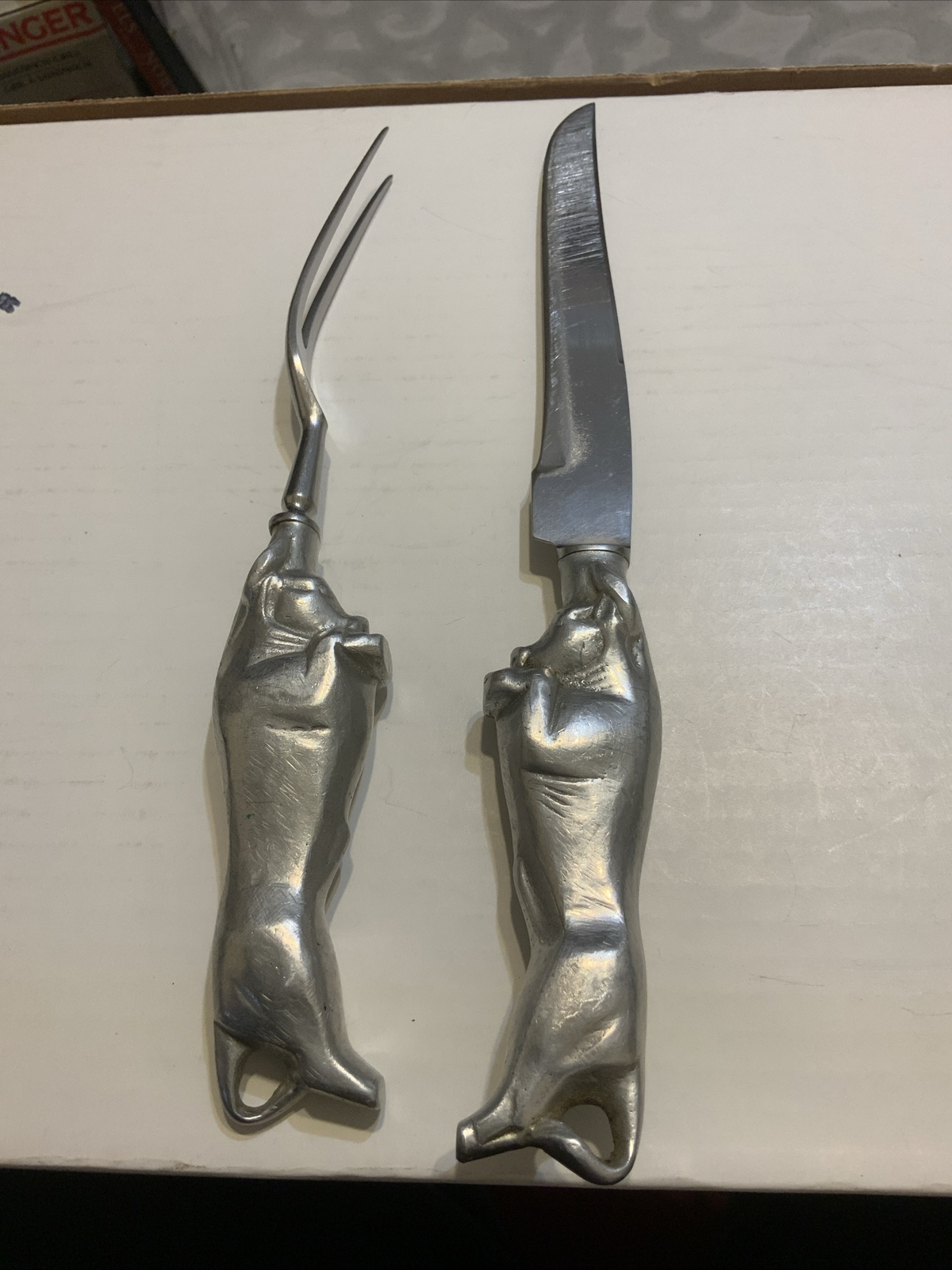 VTG Bruce Fox Curving Set Knife Fork Hand Forged Chrome Steel Solingen Germany