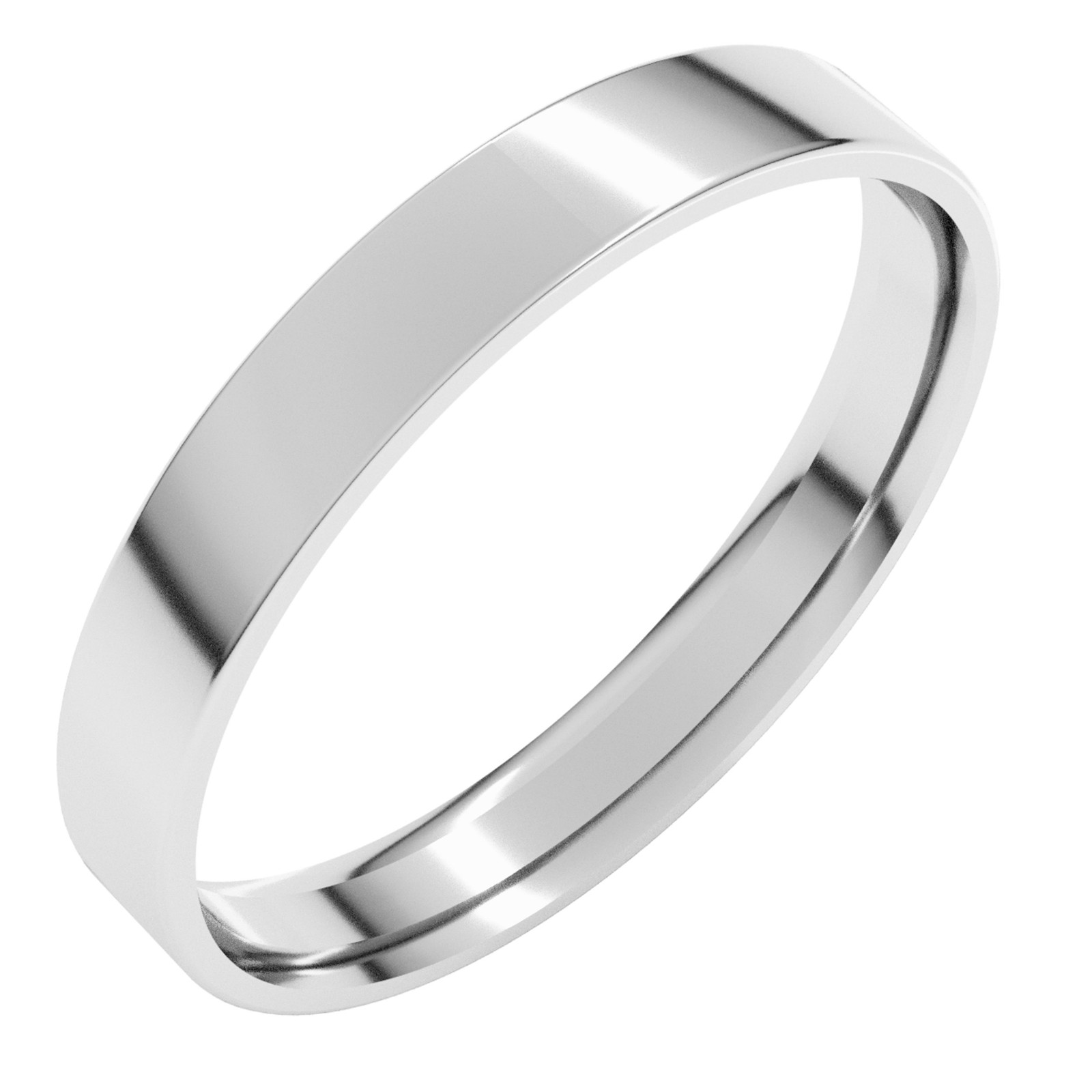 10K White Gold 3 mm Flat Comfort Fit Wedding Band