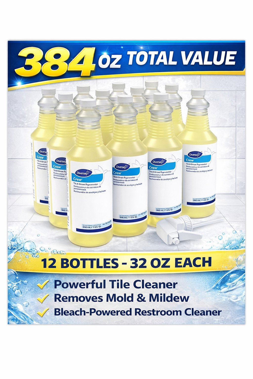 Diversey Crew Tile & Grout Rejuvenator Cleaner 32oz 12/Case 100919352
