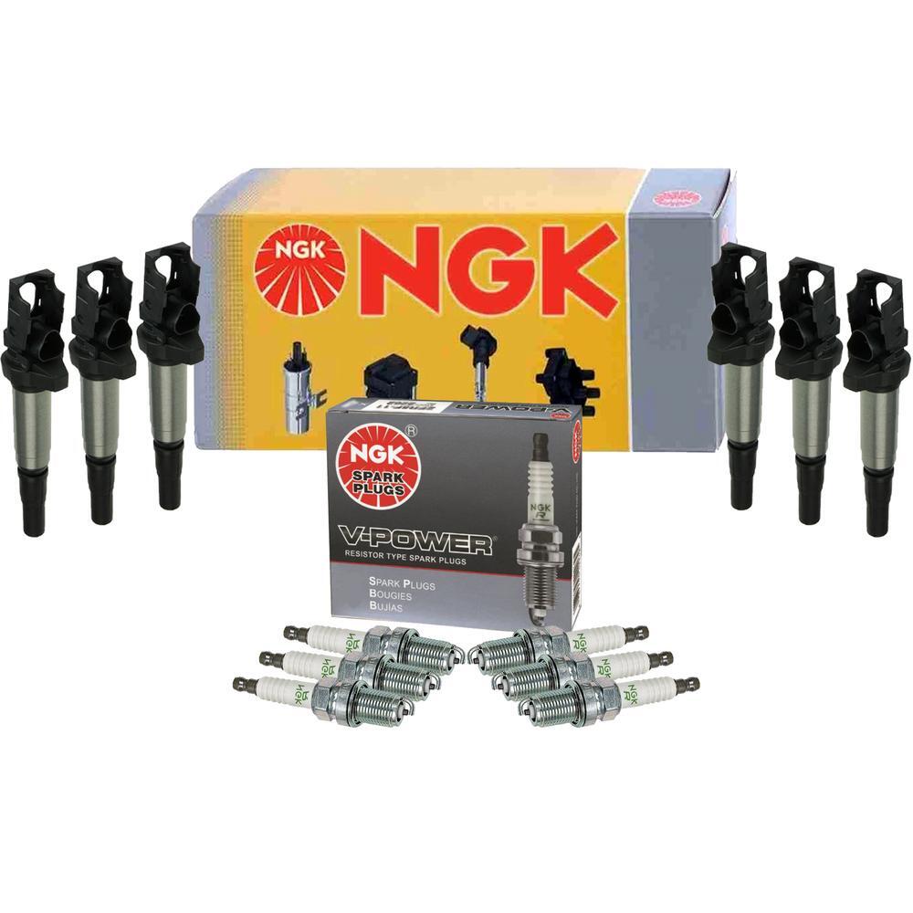 NGK 6 Ignition Coils & 6 V-Power Spark Plugs Kit For BMW E39 E46 E53 E60 E83 L6