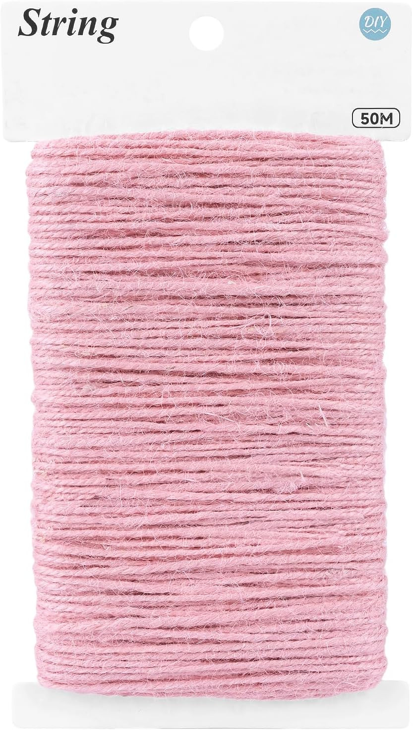 Pink Jute Twine String - 2Mm 164 Feet Long Pink Twine String for Crafts Gift Wra