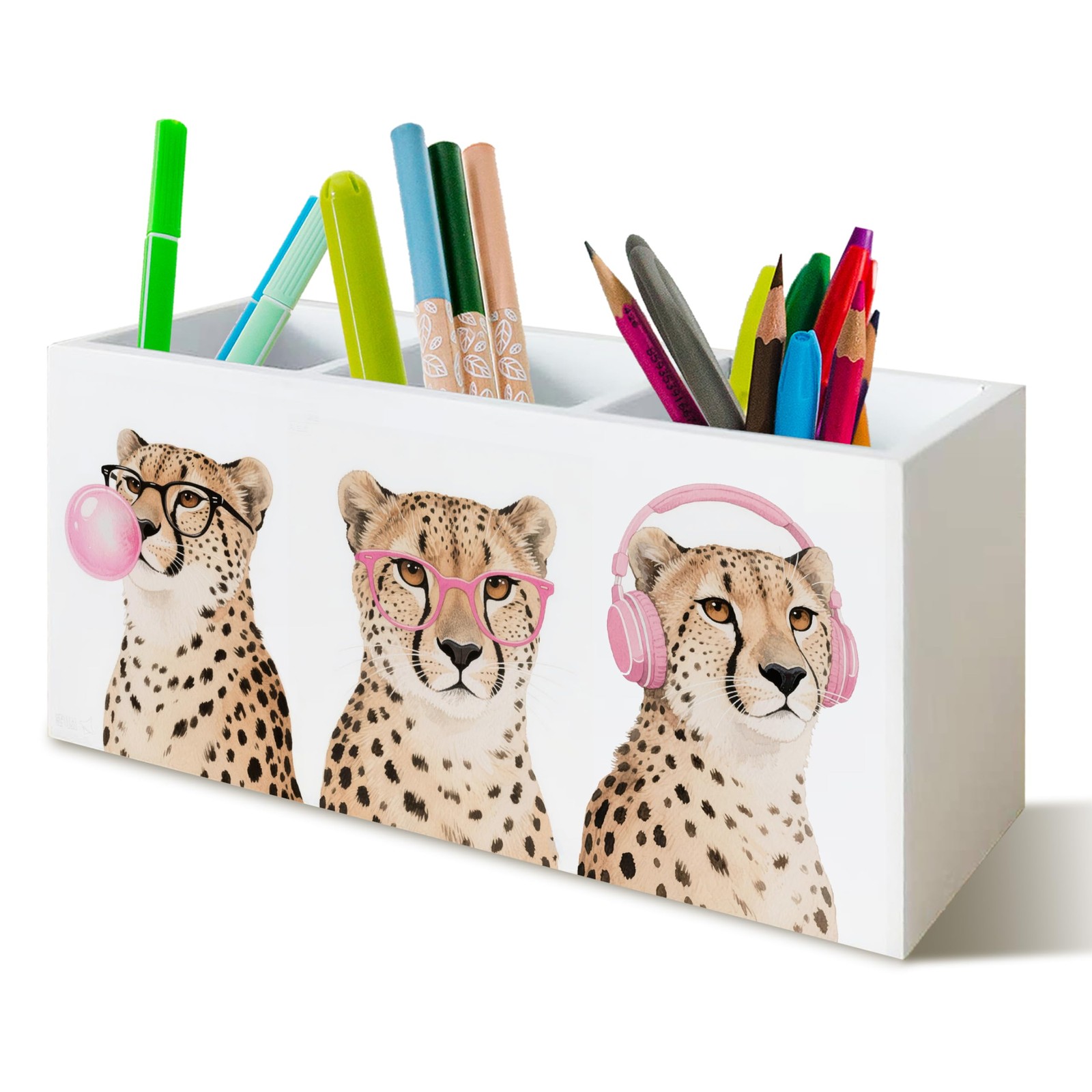 Trendy Funny Leopard Pen Pencil Holder Organizer for Desk, Cheetah Room Decor...