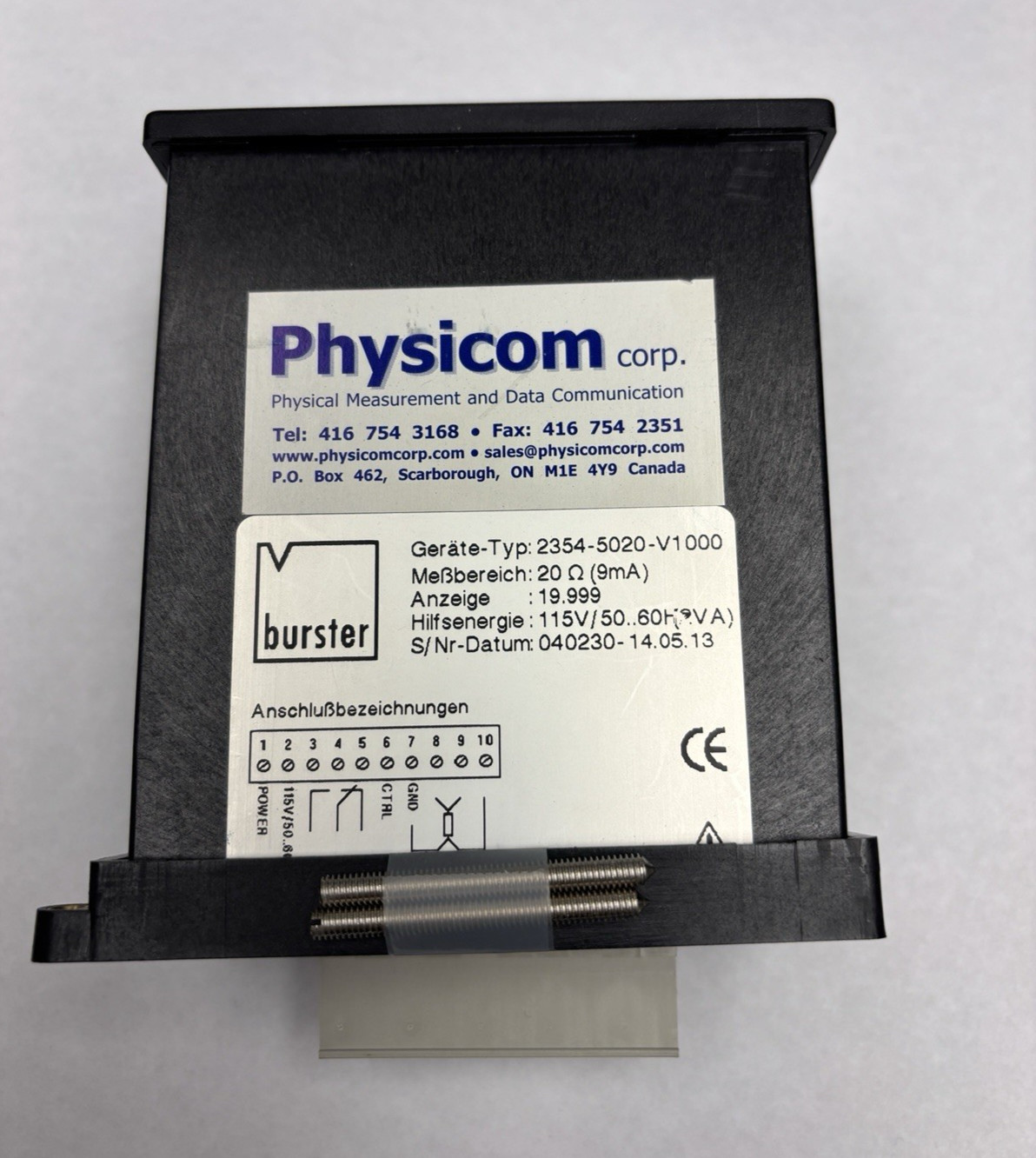 BURSTER 2354-5020-V1000 DIGITAL PANEL METER, 20 OHM Range. *FREE SHIPPING*