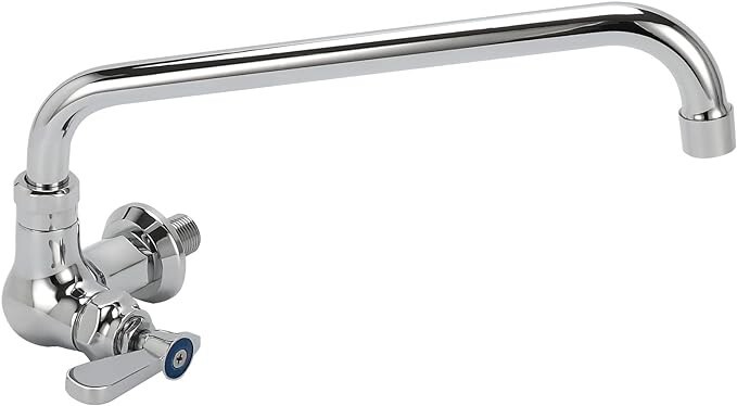Wall Mounted Commercial Kitchen Wok Range Faucet with 12-Inch Swivel Spout