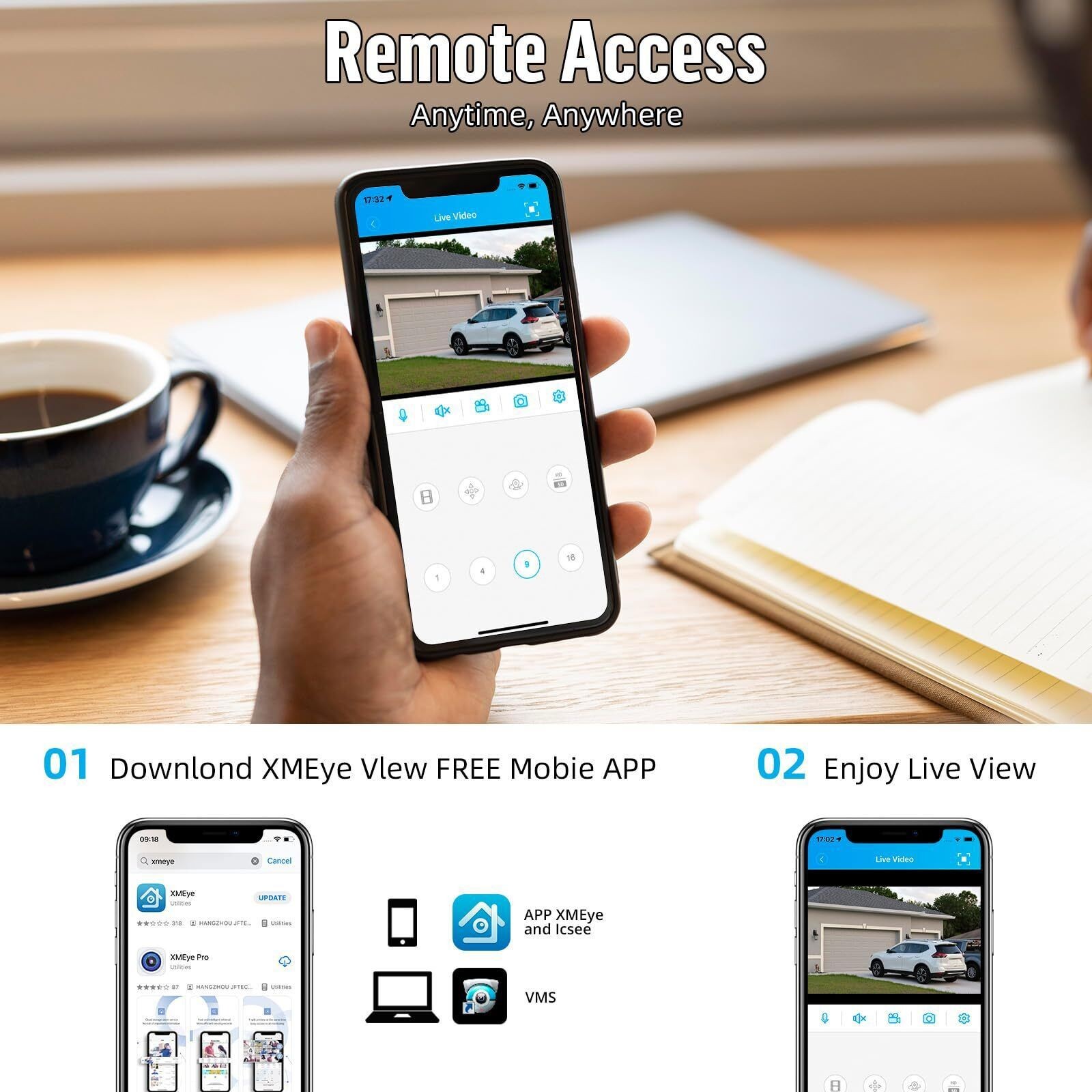 8CH 4-in-1 Digital Recorder Multi Format Cameras Compatible With 500GB Hard Disk