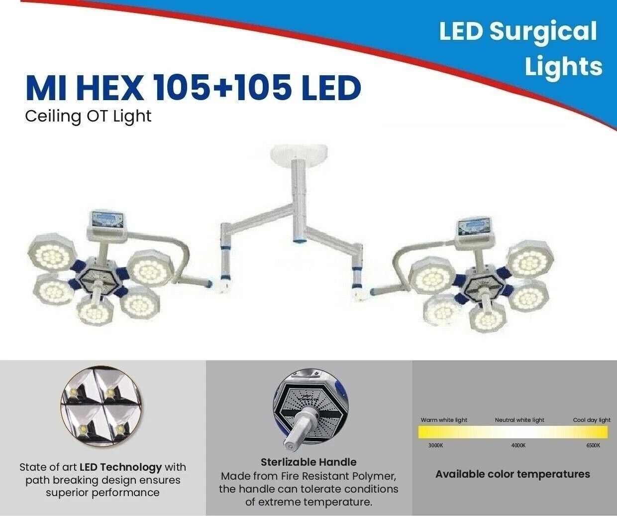 Brand New Star 105 + 105 OT LED Lamp Surgical And Examination OR LED Light