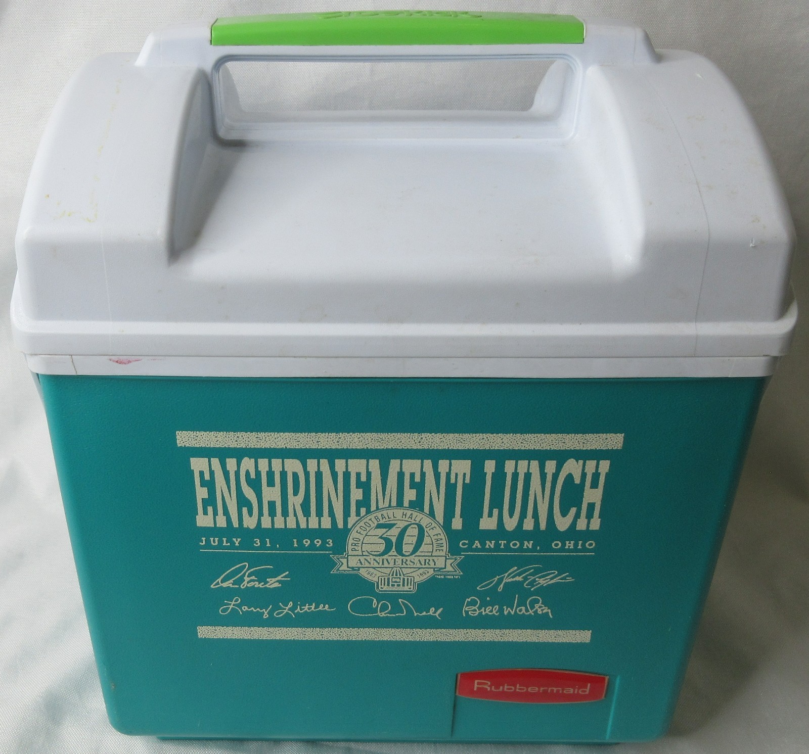 NFL Hall of Fame Rubbermaid Sidekick 4Qt  Cooler Walter Payton #2920 Teal 1993