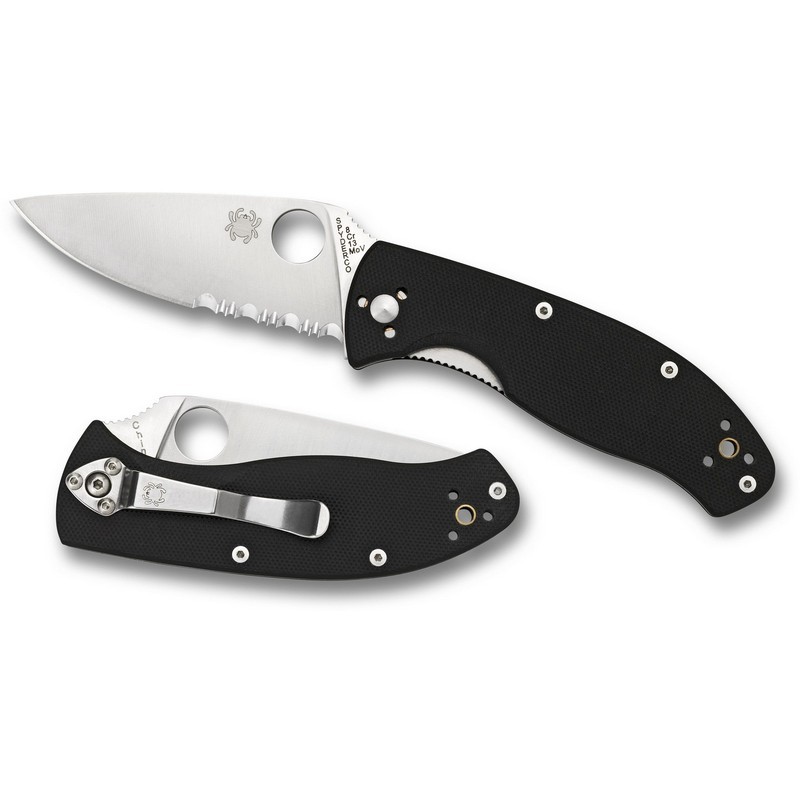 Spyderco C122GPS Tenacious Folding Knife 3.39" 8Cr13MoV Combo Edge Blade, Black