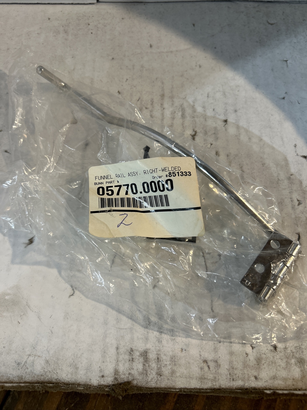05770.0000 Bunn Funnel Rail Assembly, Right-Welded (SP120)