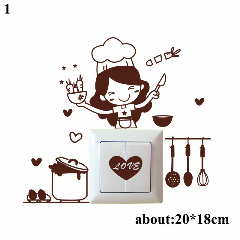 Kitchen Light Switch Sticker Removable Cute Cook Vinyl Wall Decal Home Decor ✿