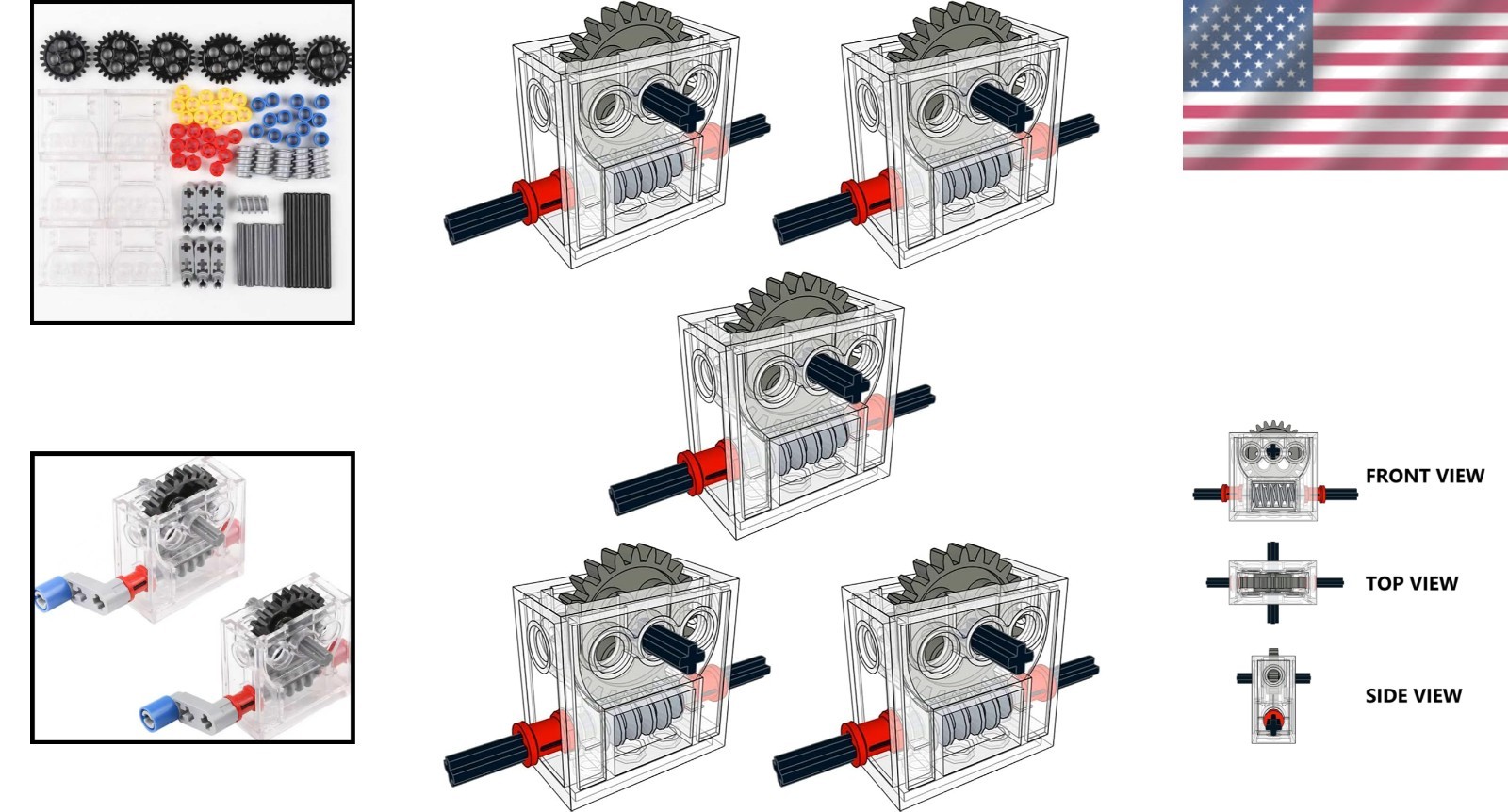 Build Creative Robotics Projects with 5 Set Gearbox Assembly - Durable ABS