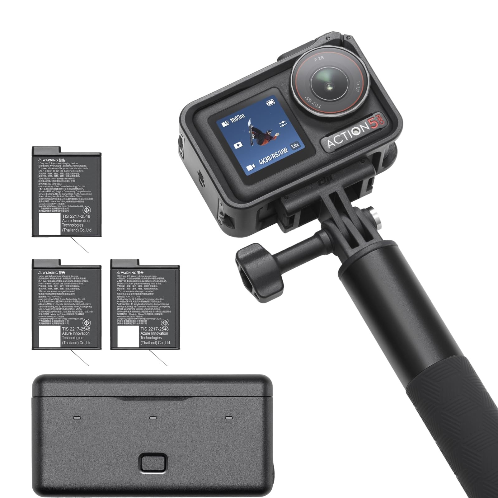 DJI Osmo Action 5 Pro Adventure Combo, Waterproof Camera with black