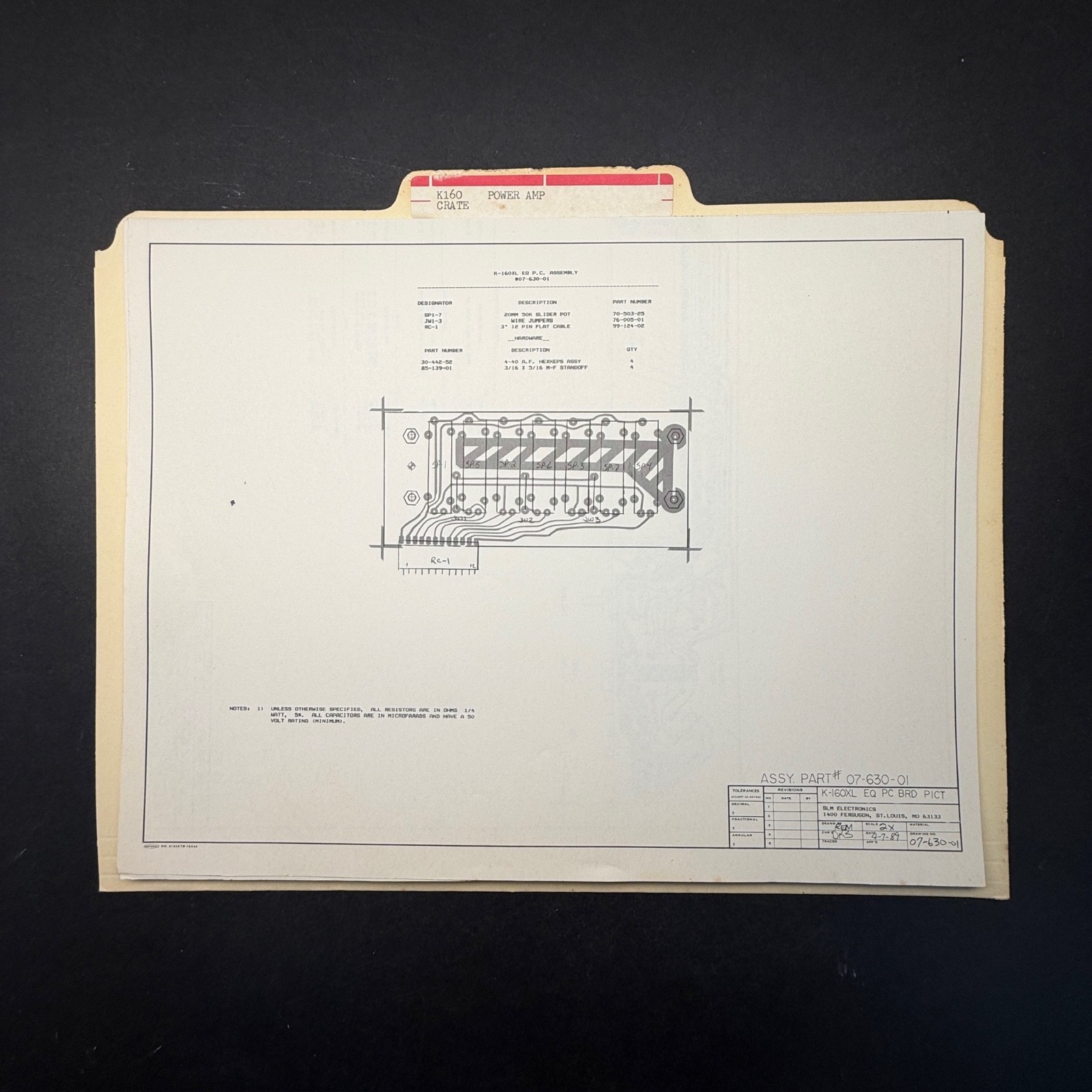 VINTAGE CRATE K160 POWER AMPLIFIER SCHEMATIC DIAGRAMS