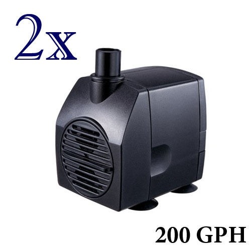 Two 200GPH Submersible Fountain Waterfall Water Pump Grounded US 3-prong AC Plug