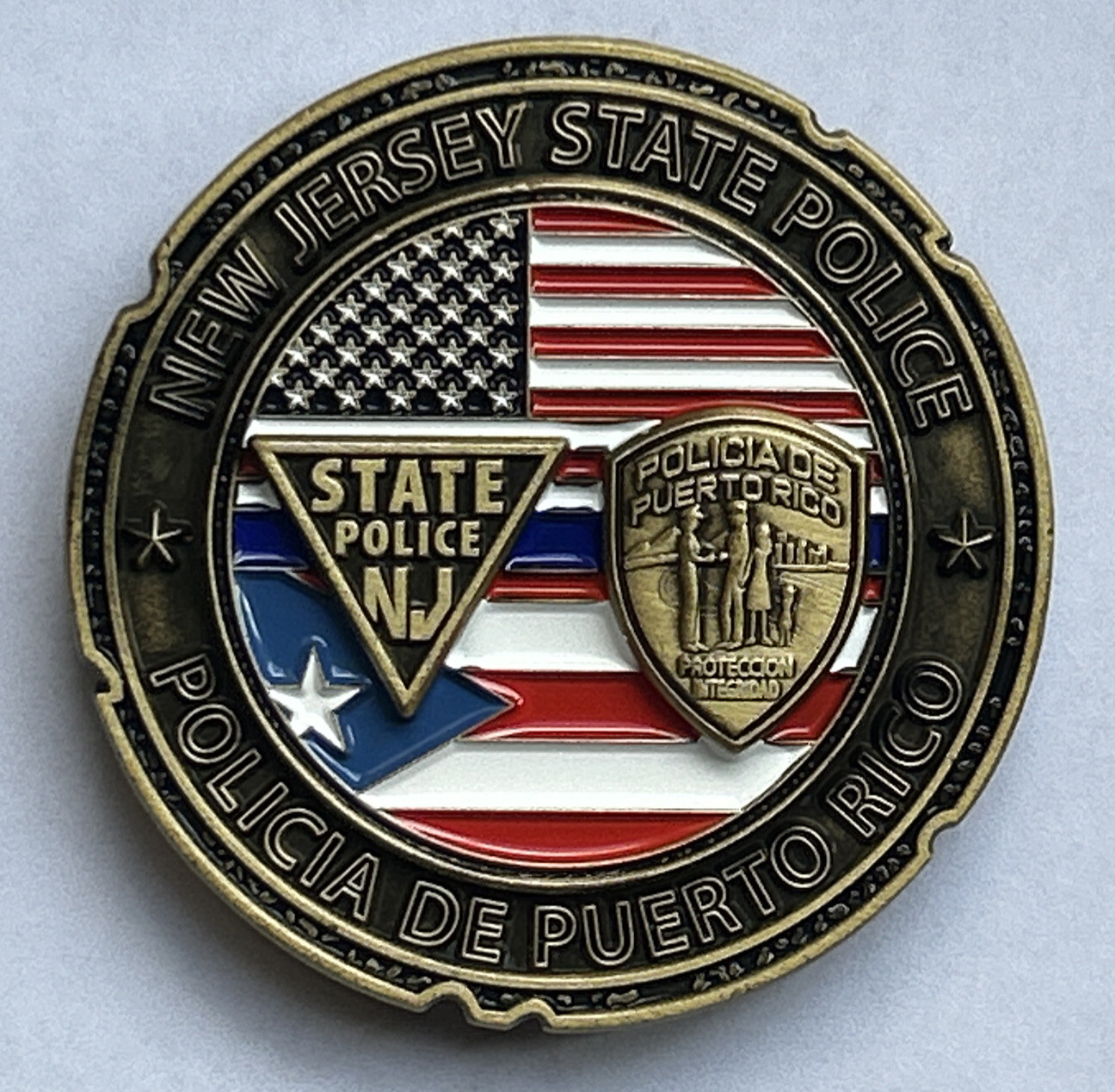2022 NEW JERSEY STATE POLICE PUERTO RICO POLICIA HURRICANE RELIEF CHALLENGE COIN