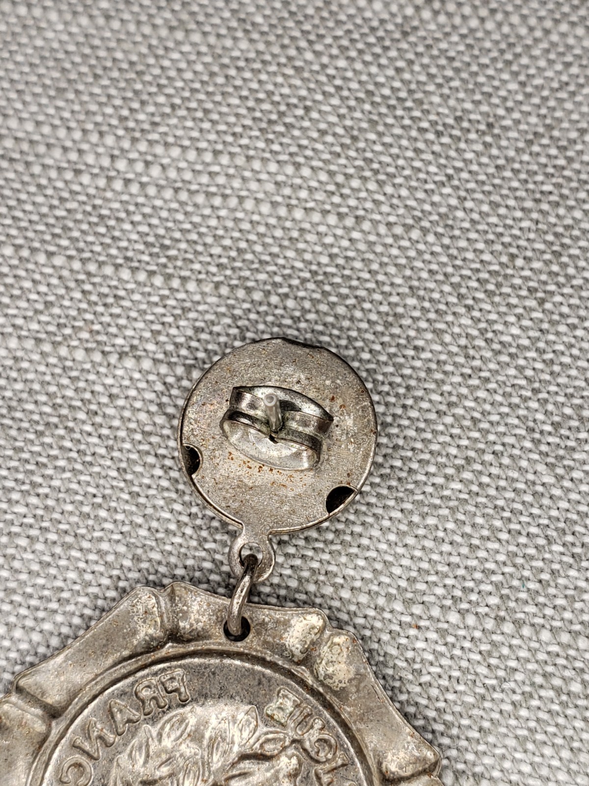 Republique Francais Earrings Pierced Simulated Coin Dangle C54