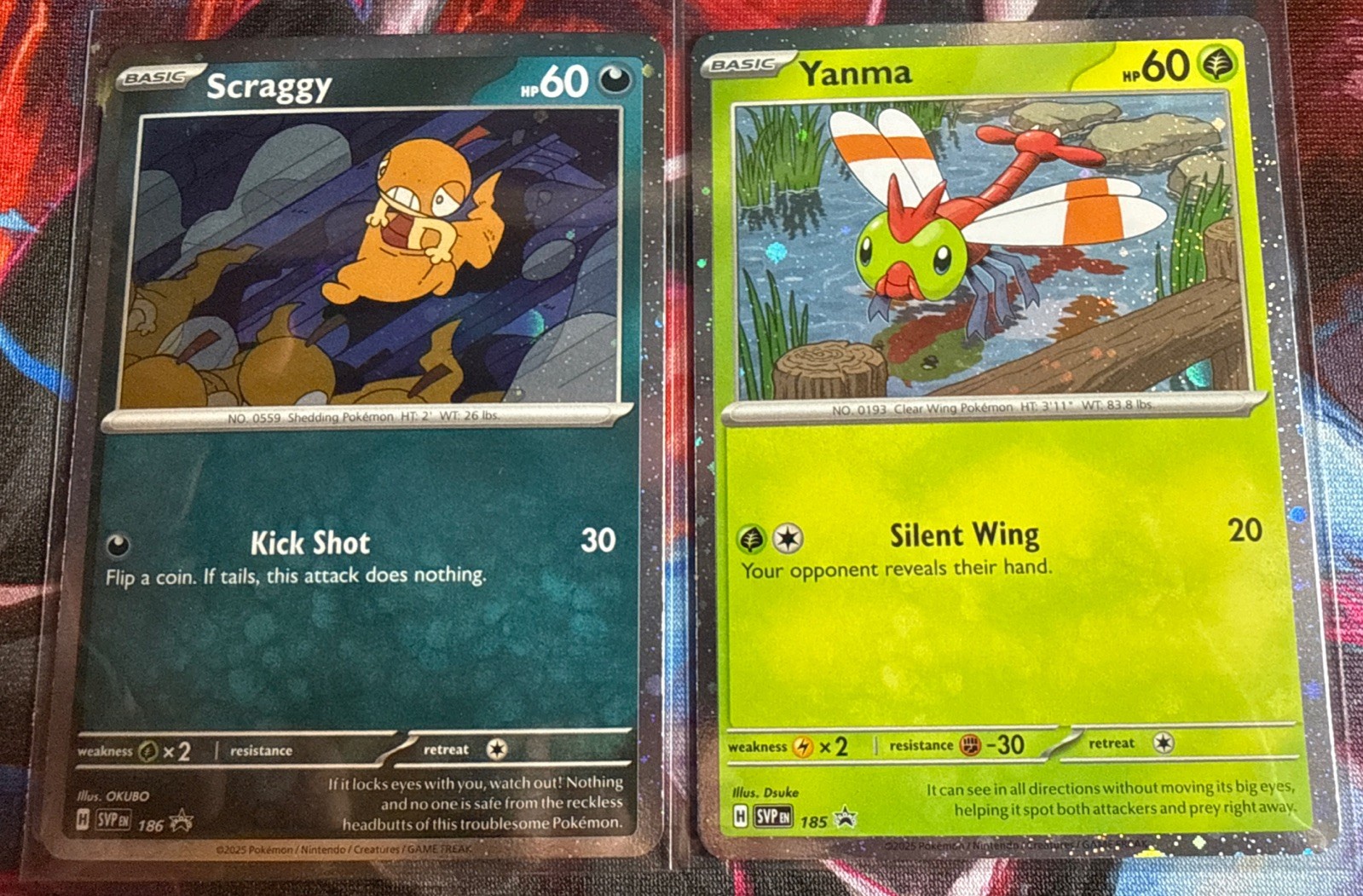 Yanma 185 and Scraggy 186 Sv: Journey Together Promo Cards Cosmos Holo