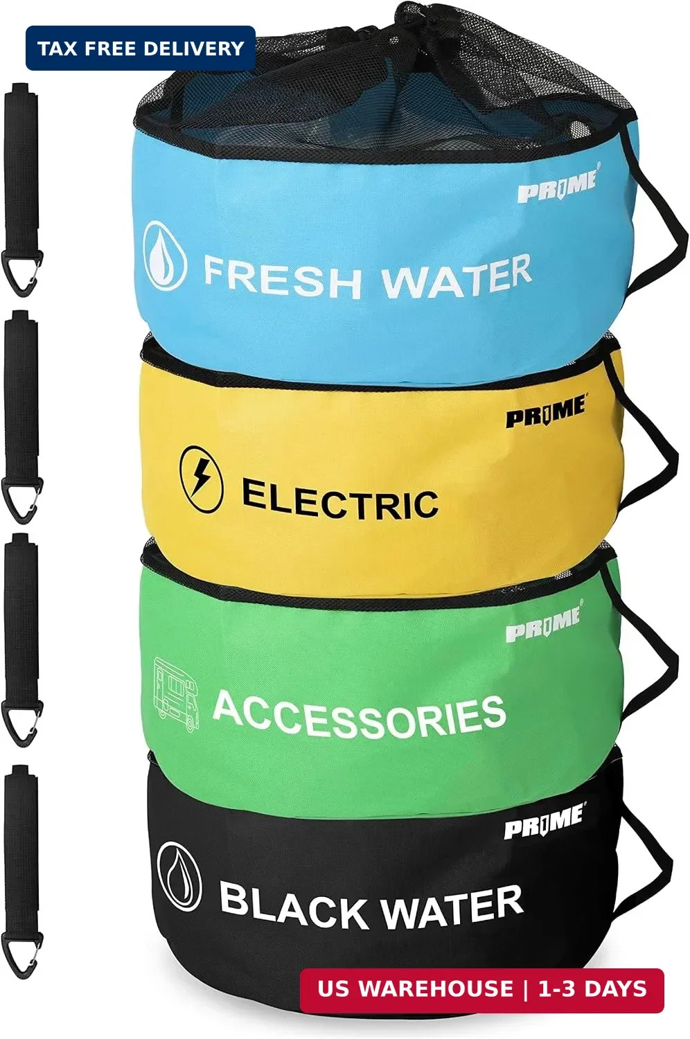 PR1ME 4 Pack Waterproof RV Hose Bag Storage, Utility Bag for Sewer Hose, Camper